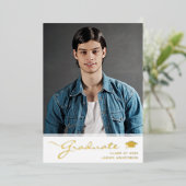 Script moderne élégant Grad | Tendance 1 Carte pho (Debout devant)