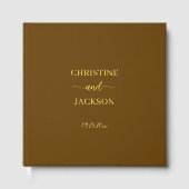 Script moderne élégant Jaune Mariage Brown Or (Recto)