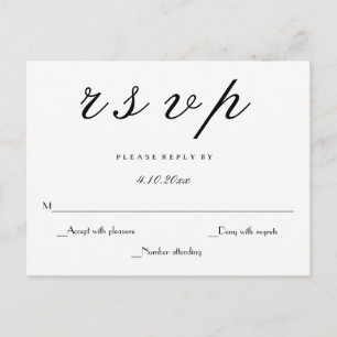 Script moderne élégante mariage rsvp cartes postal