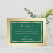 Script moderne Emerald Green Gold Carte de remerci (Debout devant)
