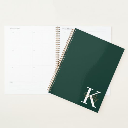 Script moderne Emerald Green Monogram (Devant avec enveloppe)
