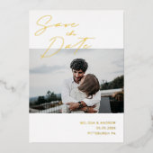 Script moderne Enregistrer la date Foil Invitation (Recto)
