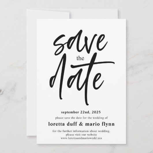 Script moderne Enregistrer la date Invitation (Devant)