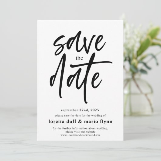 Script moderne Enregistrer la date Invitation (Debout devant)
