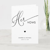 Script moderne et coeur Ses Vows Mariage Carte de  (Devant)
