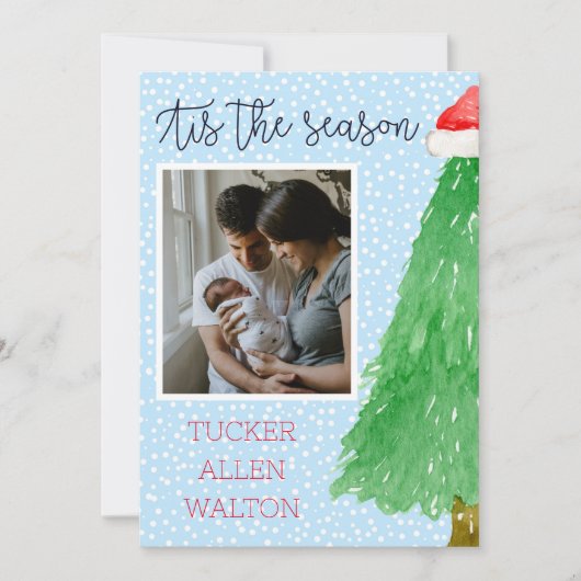 Script moderne Faire-part bébé photo de Noël (Devant)