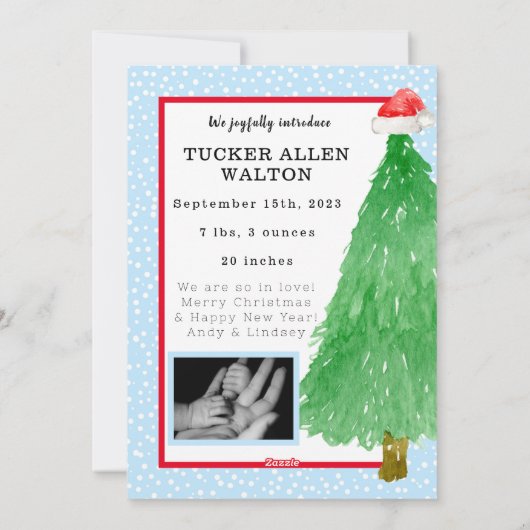 Script moderne Faire-part bébé photo de Noël (Dos)