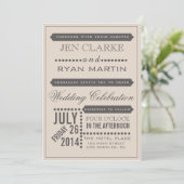 Script moderne Faire-part de mariage beige et gris (Debout devant)