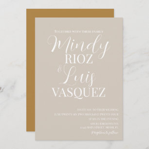 Script Moderne Faire-part de mariage Beige Tan Ter