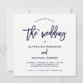 Script moderne | Faire-part de mariage bleu marine (Devant)
