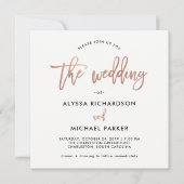 Script moderne | Faire-part de mariage or rose (Devant)