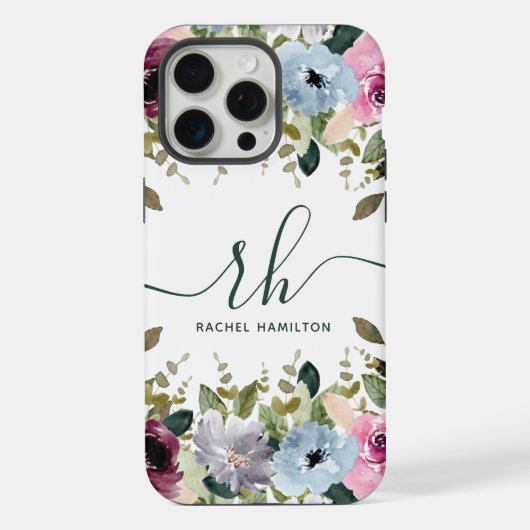 Script moderne Floral Blush fantaisie Initiales et (Verso)