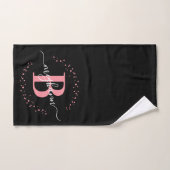 Script moderne Girly rose noir Nom Monogramme (Serviette à main)