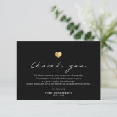 Script moderne Gold Heart Sympathy Carte de remerc (Debout devant)