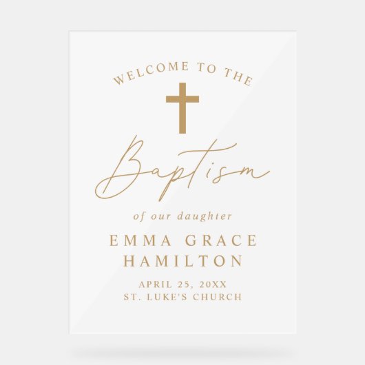 Script moderne Gold Script Baptême Bienvenue (Recto)