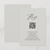 Script moderne gris élégant Simple QR Wedding RSVP (Devant / Derrière)