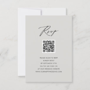 Script moderne gris élégant Simple QR Wedding RSVP