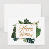 Script Moderne Groene Bladeren Gefeliciteerd Verja Briefkaart (Voorkant / Achterkant)