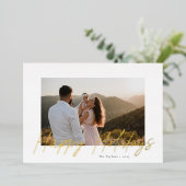 Script moderne Happy Holidays Foil Carte photo (Debout devant)