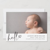 Script moderne Hello Faire-part de naissance photo (Devant)
