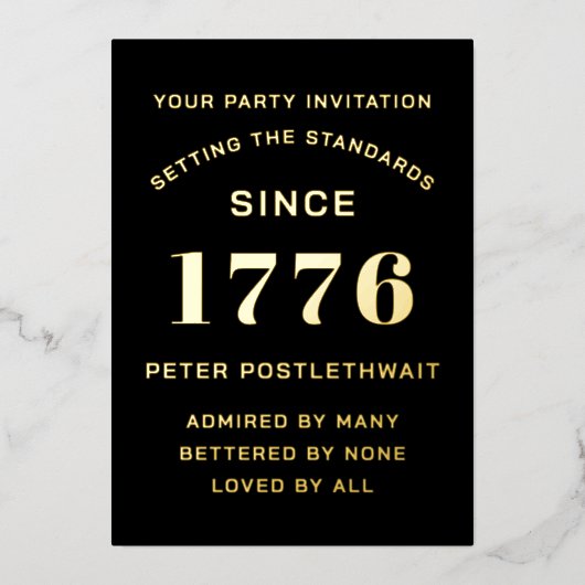 Script Moderne Invitation Anniversaire Noir Et Or (Recto)