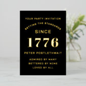 Script Moderne Invitation Anniversaire Noir Et Or (Debout devant)