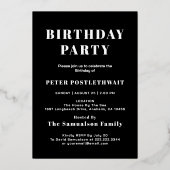 Script Moderne Invitation Anniversaire Noir Et Or (Verso)