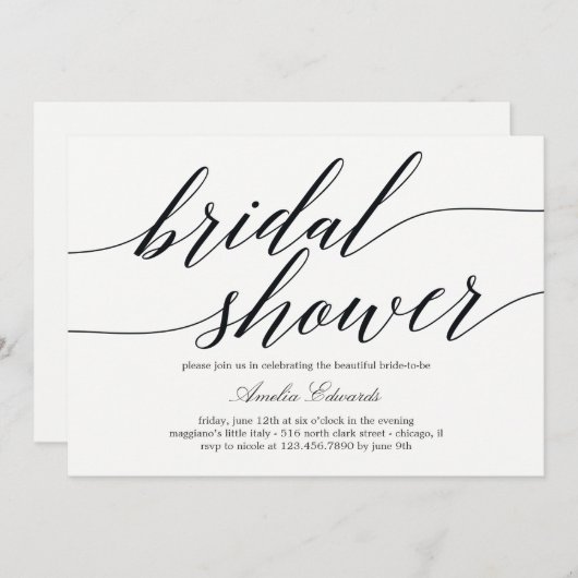 Script moderne Invitation de douche nuptiale (Devant / Derrière)