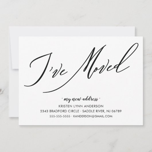 Script moderne J'ai déplacé Faire-part de déplacem (Devant)