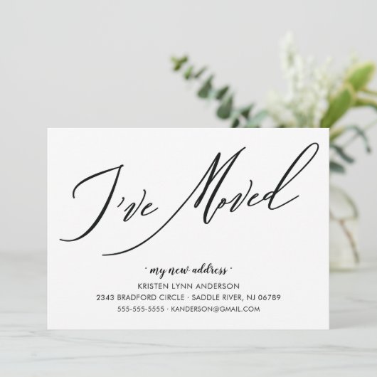 Script moderne J'ai déplacé Faire-part de déplacem (Debout devant)