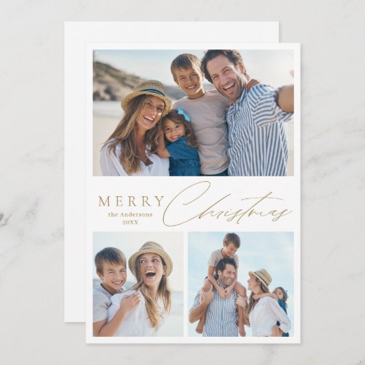 Script moderne Joyeux Noël 3 Photo Carte de vacanc (Devant / Derrière)