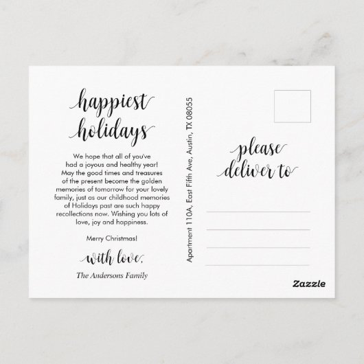 Script Moderne, Joyeux Noël Famille Photo Carte (Dos)