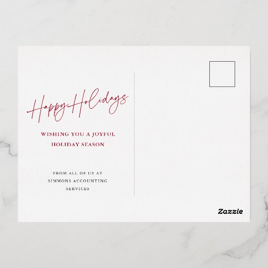 Script moderne Joyeux Vacances d'affaires Or (Verso)