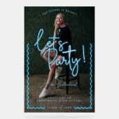 Script moderne Llow Blue Neon Wavy Graduate Photo (Recto)