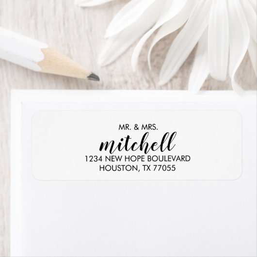 Script moderne M & Mme Étiquettes d'adresse de ret (En situation)
