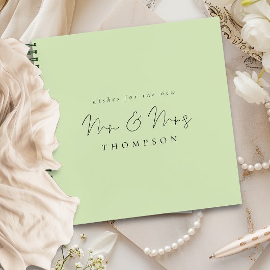 Script moderne M. Mme Mariage Lime Cream Livre d'o