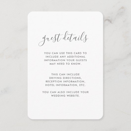 Script moderne Mariage Détails de la carte en bleu (Devant)