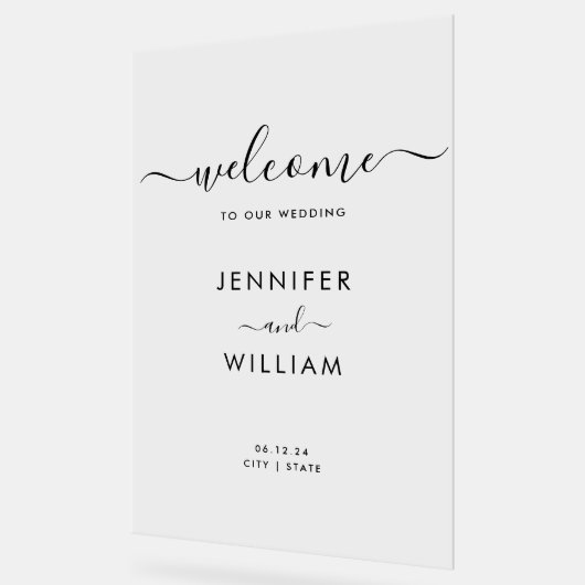 Script moderne Mariage Party Welcome Noir (Angle)