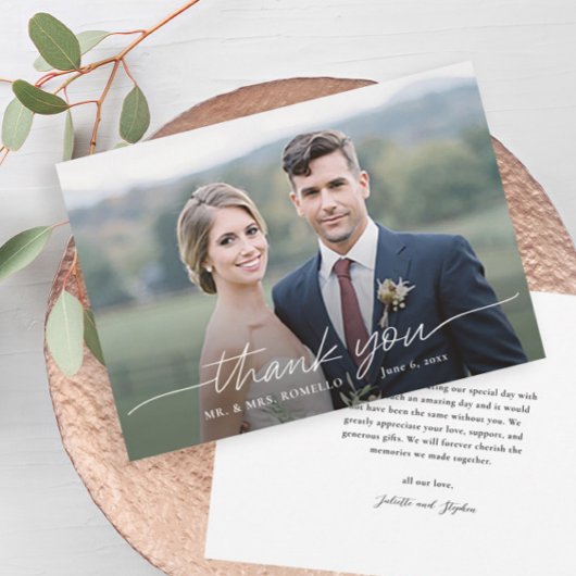 Script moderne Mariage photo simple Carte de remer