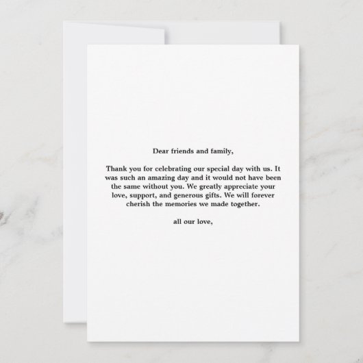 Script moderne Mariage photo simple Carte de remer (Dos)