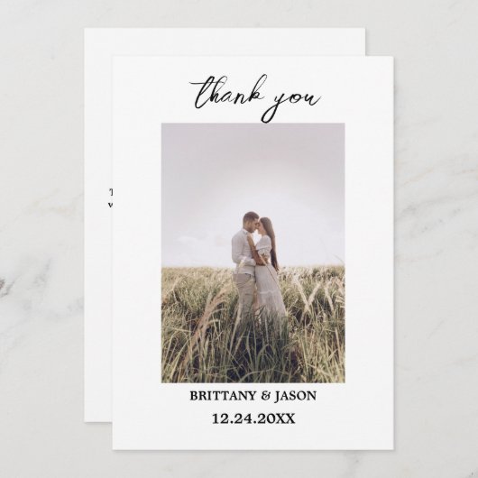 Script moderne Mariage photo simple Carte de remer (Devant / Derrière)