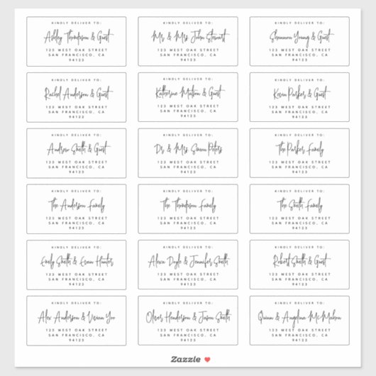 Script moderne Mariage vacances Étiquettes de mess (Feuille)