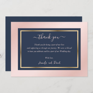 Script moderne Marine Blue Blush Gold Carte de rem
