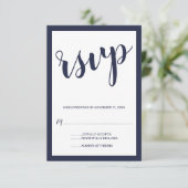 Script moderne Marine Blue Wedding RSVP (Debout devant)