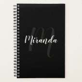 Script moderne Monogramme personnalisé et nom noir (Devant)
