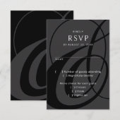 Script moderne Noir Blanc Ampersand Mariage RSVP (Devant / Derrière)
