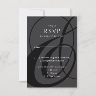 Script moderne Noir Blanc Ampersand Mariage RSVP