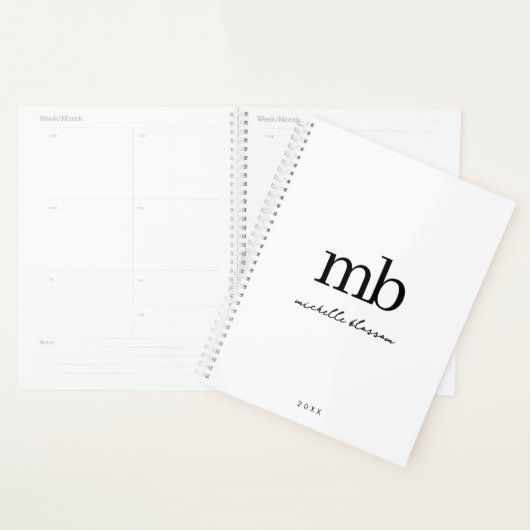 Script moderne noir blanc tendance Monogramme init (Devant avec enveloppe)