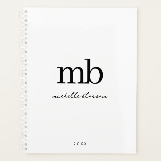 Script moderne noir blanc tendance Monogramme init (Devant)