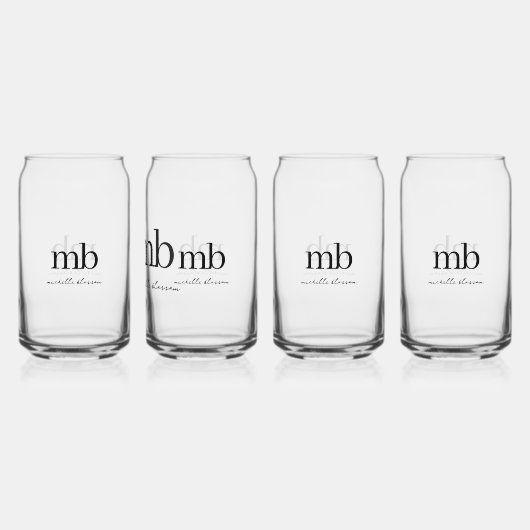Script moderne noir blanc tendance Monogramme init (Dos)